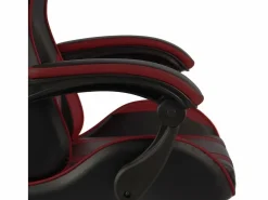 Clicnbuy Silla Gaming|Silla gaming de cuero sintético negro y tinto