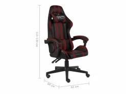 Clicnbuy Silla Gaming|Silla gaming de cuero sintético negro y tinto