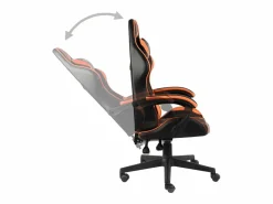 Clicnbuy Silla gaming de cuero sintético negro y Naranja Outlet