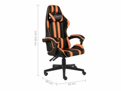 Clicnbuy Silla gaming de cuero sintético negro y Naranja Outlet