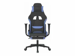 Clicnbuy Silla gaming de masaje con reposapiés tela negro y Azul Hot