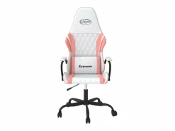 Clicnbuy Silla gaming de masaje cuero sintético blanco y Rosa New