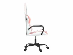 Clicnbuy Silla gaming de masaje cuero sintético blanco y Rosa New
