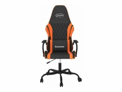 Clicnbuy Silla gaming de masaje cuero sintético y naranja Negro Best