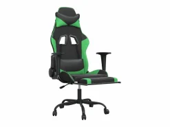 Clicnbuy Silla Gaming|Silla gaming de masaje y reposapiés cuero sintético negro