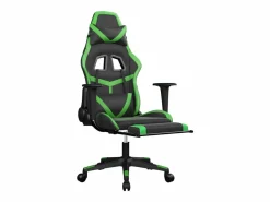Clicnbuy Silla gaming de masaje y reposapiés cuero sintético negro Verde Discount