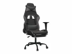 Silla gaming de masaje y reposapiés cuero sintético negro^vidaxl Clearance