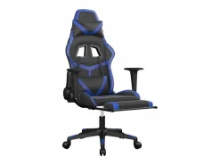 Clicnbuy Silla Gaming|Silla gaming de masaje y reposapiés cuero sintético negro