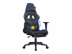Clicnbuy Silla Gaming|Silla gaming de masaje y reposapiés cuero sintético negro