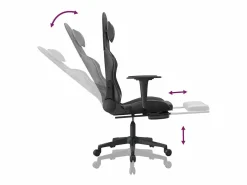vidaxl Silla Gaming|Silla gaming de masaje y reposapiés cuero sintético negro