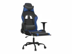 Silla gaming de masaje y reposapiés cuero sintético negro^Clicnbuy Discount