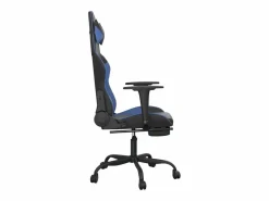 Silla gaming de masaje y reposapiés cuero sintético negro^Clicnbuy Discount