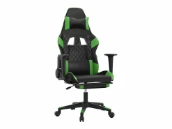 vidaxl Silla Gaming|Silla gaming de masaje y reposapiés cuero sintético negro