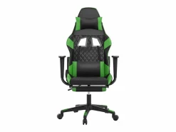 vidaxl Silla Gaming|Silla gaming de masaje y reposapiés cuero sintético negro