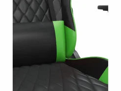vidaxl Silla Gaming|Silla gaming de masaje y reposapiés cuero sintético negro