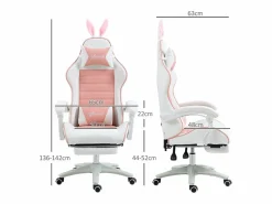 Silla Gaming ergonómica - con soporte lumbar y reposapiés - altura e inclinación ajustable - 65x63x136/142cm^DripeX Online