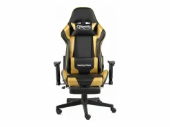 Clicnbuy Silla gaming giratoria con reposapiés PVC Dorado