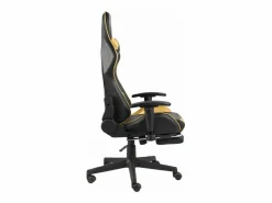 Clicnbuy Silla gaming giratoria con reposapiés PVC Dorado