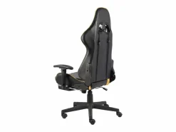 Clicnbuy Silla gaming giratoria con reposapiés PVC Dorado