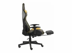 Clicnbuy Silla gaming giratoria con reposapiés PVC Dorado