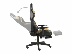 Clicnbuy Silla gaming giratoria con reposapiés PVC Dorado