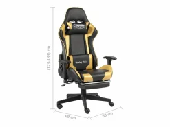 vidaxl Silla Gaming|Silla gaming giratoria con reposapiés PVC