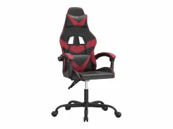 Silla gaming giratoria cuero sintético negro y vino tinto^Clicnbuy Online