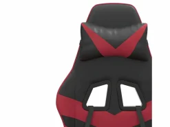 Silla gaming giratoria cuero sintético negro y vino tinto^Clicnbuy Online