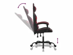 Silla gaming giratoria cuero sintético negro y vino tinto^Clicnbuy Online