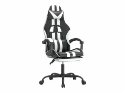 Clicnbuy Silla gaming giratoria reposapiés cuero sintético negro Blanco Outlet