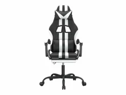 Clicnbuy Silla gaming giratoria reposapiés cuero sintético negro Blanco Outlet