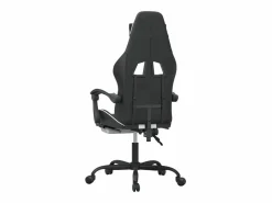 Clicnbuy Silla gaming giratoria reposapiés cuero sintético negro Blanco Outlet