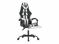 Clicnbuy Silla gaming giratoria reposapiés cuero sintético negro Blanco Outlet