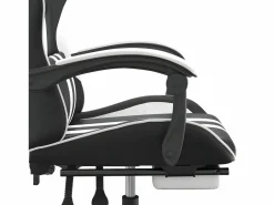 Clicnbuy Silla gaming giratoria reposapiés cuero sintético negro Blanco Outlet