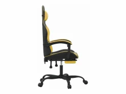 Clicnbuy Silla gaming giratoria reposapiés cuero sintético negro Dorado Best