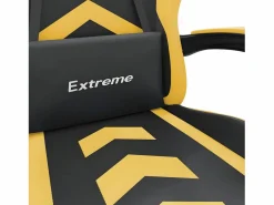Clicnbuy Silla gaming giratoria reposapiés cuero sintético negro Dorado Best