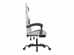 Clicnbuy Silla Gaming|Silla gaming giratoria reposapiés cuero sintético blanco