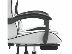 Clicnbuy Silla Gaming|Silla gaming giratoria reposapiés cuero sintético blanco