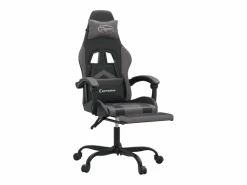 Clicnbuy Silla Gaming|Silla gaming giratoria y reposapiés cuero sintético negro
