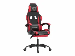 Clicnbuy Silla gaming giratoria y reposapiés cuero sintético negro Rojo Best