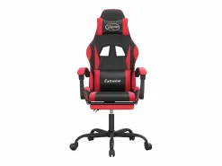 Clicnbuy Silla gaming giratoria y reposapiés cuero sintético negro Rojo Best