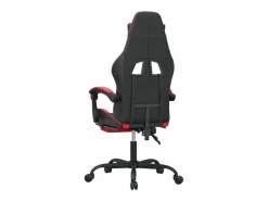Clicnbuy Silla gaming giratoria y reposapiés cuero sintético negro Rojo Best