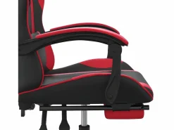 Clicnbuy Silla gaming giratoria y reposapiés cuero sintético negro Rojo Best