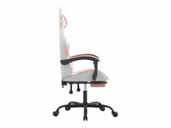 Silla gaming giratoria y reposapiés cuero sintético blanco^Clicnbuy Clearance