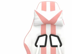 Silla gaming giratoria y reposapiés cuero sintético blanco^Clicnbuy Clearance