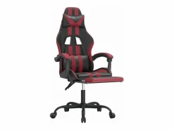 Clicnbuy Silla gaming giratoria y reposapiés cuero sintético Rojo Online