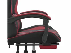 Clicnbuy Silla gaming giratoria y reposapiés cuero sintético Rojo Online