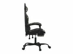 Clicnbuy Silla gaming giratoria y reposapiés cuero sintético Verde Online
