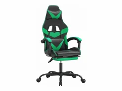 Silla gaming giratoria y reposapiés cuero sintético negro^Clicnbuy Hot