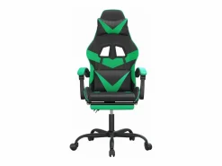 Silla gaming giratoria y reposapiés cuero sintético negro^Clicnbuy Hot